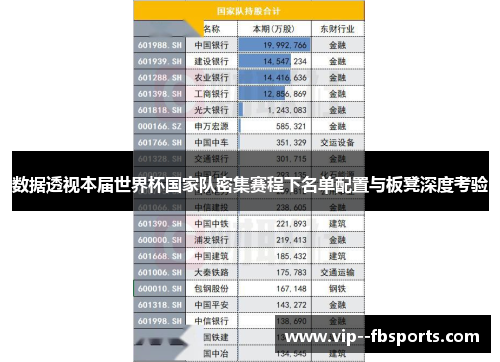 数据透视本届世界杯国家队密集赛程下名单配置与板凳深度考验 数据透视本届世界杯国家队密集赛程下名单配置与板凳深度考验